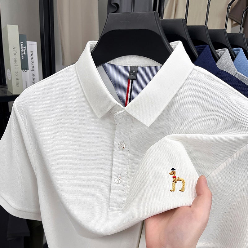 Men's Embroidered Short Sleeve Polo Shirt Casual Breathable Summer Top - Image 2