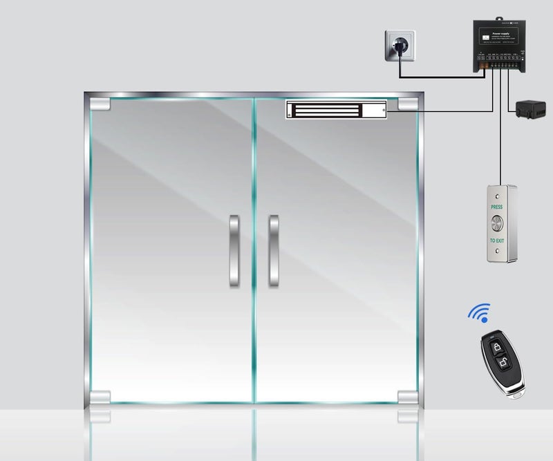 YUHANUS Door Access Control System Inswinging 600lbs Magnetic Lock Kit Build-in Alarm Beeper with ZL Bracket Remote Controller Exit Button - Image 2