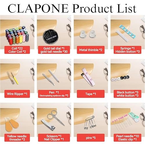 CLAPONE 88PC Sewing kit Box Tailoring Accessories Sui Dhaga Kit/Thread Box Set for Sewing Machine/Needle Threader Tool/Needles/Threads, Scissors/Buttons/Scissors/Tape/Travel/Stitching Items Box for Home - Image 3