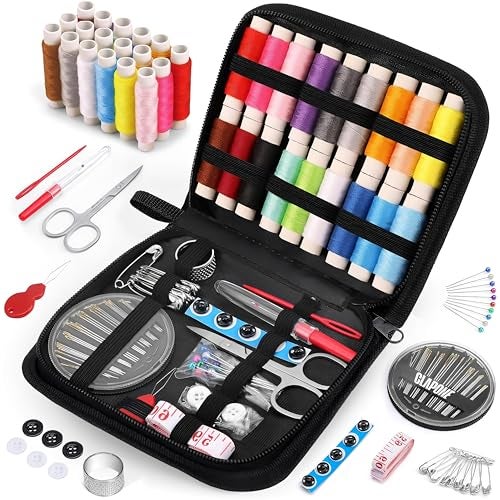 CLAPONE 88PC Sewing kit Box Tailoring Accessories Sui Dhaga Kit/Thread Box Set for Sewing Machine/Needle Threader Tool/Needles/Threads, Scissors/Buttons/Scissors/Tape/Travel/Stitching Items Box for Home - Image 1