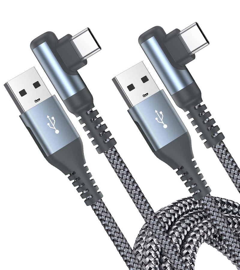 sweguard USB Type C Cable Right Angle [2-Pack,1.5M]-Nylon Braided Fast Charging USB C For iPhone 17 16 15 Pro Max,Samsung Galaxy S25 S24 S23 S22 S21 S20 S10 A53, Note Flip Pixel LG More USB C Device - Image 1