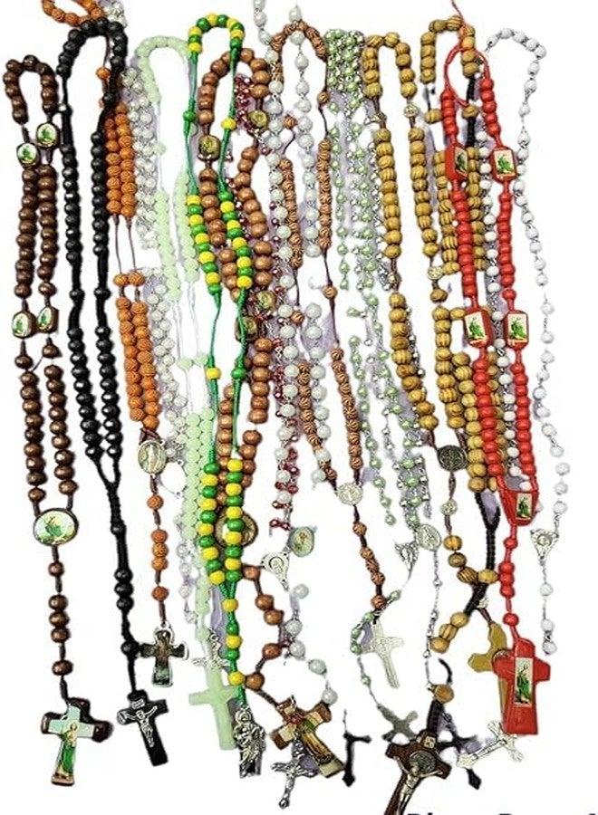 CLGIFT 30pcs mix lot full long rosary necklace Religious catholic Crucifix cross wholesale lot - Image 1