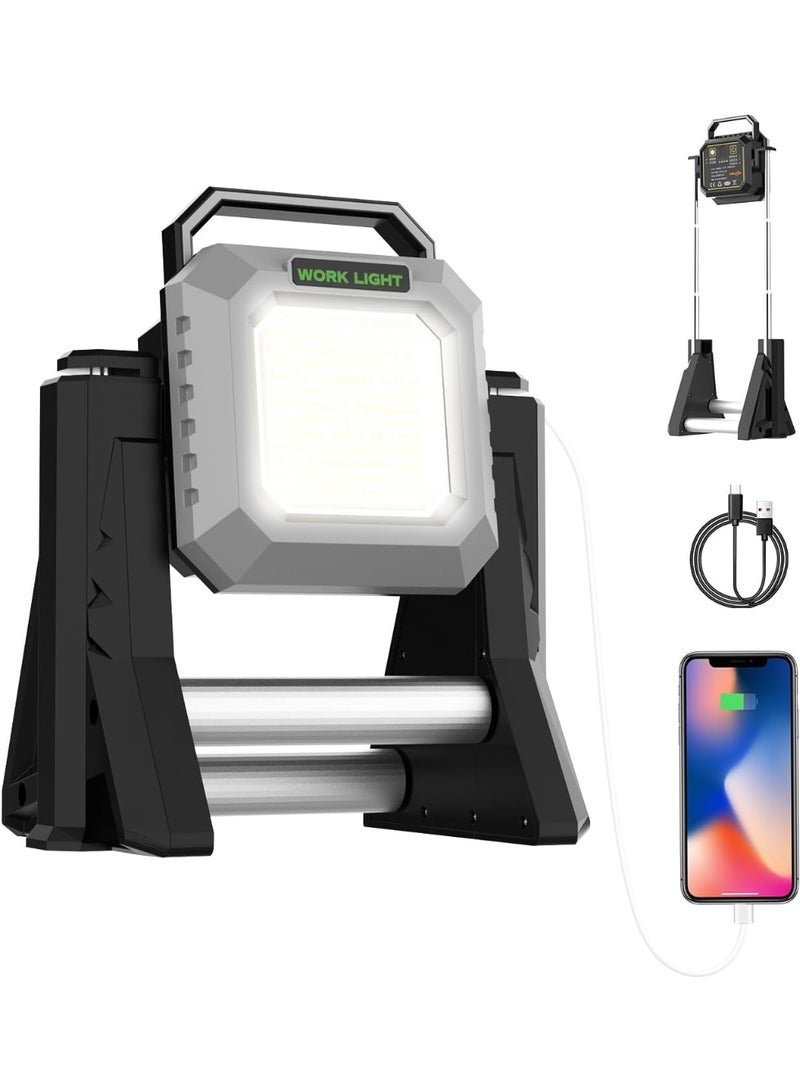 LED Work Light 6000LM Cordless Rechargeable Flood Light with 15000mAh Battery, Telescopic Stand, IP65 Waterproof for Garage, Car Repair, Outdoor, Garden - Image 1
