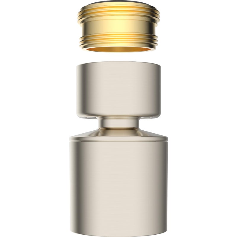 Hibbent NSF/ANSI/CAN 61 Certified Faucet Aerator, 360Â° Swivel Kitchen Sink Aerator, CUPC Certification 2-Flow Sink Sprayer Attachement, Faucet Replacement Part 55/64 Inch Female Thread, Brushed Nickel - Image 1