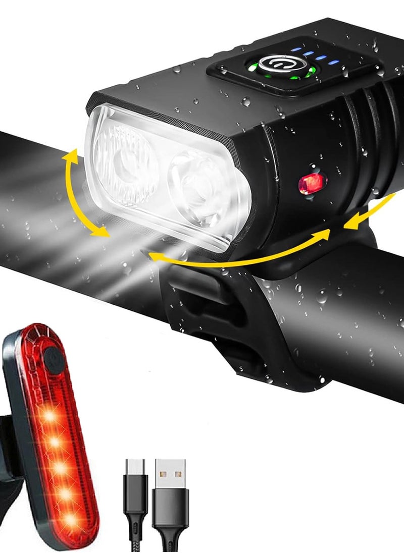 Rightsure Bike Lights Set, Back Rear Light with Turn Signal, Ultra Bright LED Cycle Light Front, USB Rechargeable Bicycle Lights Taillight , IPX5 Waterproof and 6 Mode Fits All Bicycles, Mountain,Road  - Image 1