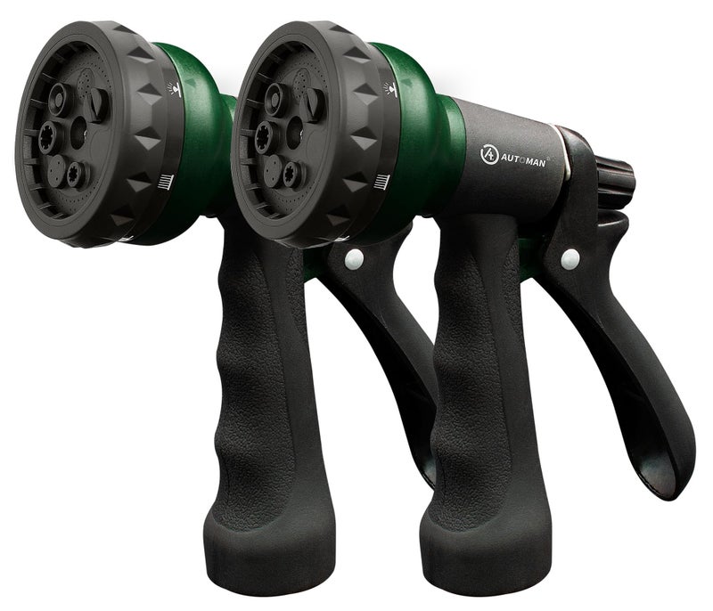 AUTOMAN Garden Hose Nozzle, 2 Pack Water Sprayer Nozzle with 7 Adjustable Watering Patterns,Slip Resistant Nozzle for Plants,Lawn,Washing Cars,Window Cleaning,Showering Pets & Outdoor Fun - Image 1
