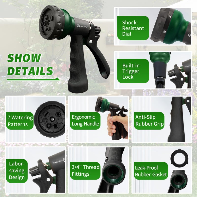 AUTOMAN Garden Hose Nozzle, 2 Pack Water Sprayer Nozzle with 7 Adjustable Watering Patterns,Slip Resistant Nozzle for Plants,Lawn,Washing Cars,Window Cleaning,Showering Pets & Outdoor Fun - Image 3