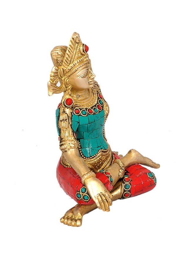 Aone India Sitting God Indra Dev Brass Statue Idol, Height : 5.75 inches - Image 4