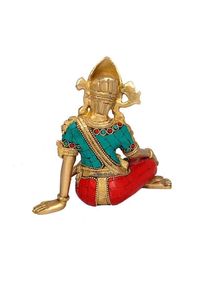 Aone India Sitting God Indra Dev Brass Statue Idol, Height : 5.75 inches - Image 2