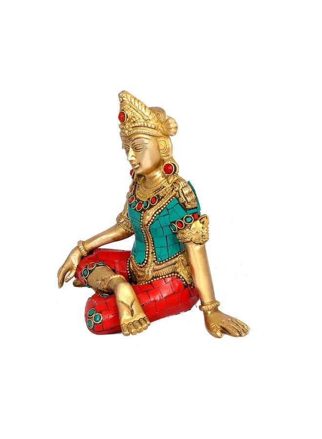 Aone India Sitting God Indra Dev Brass Statue Idol, Height : 5.75 inches - Image 3