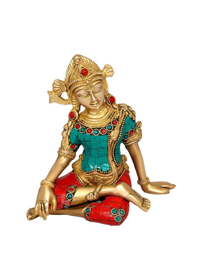 Aone India Sitting God Indra Dev Brass Statue Idol, Height : 5.75 inches - Image 1