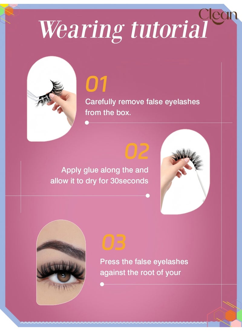Clean 7 Pairs Half Eye False Eyelashes Set with Cat Eye Wispy Fluffy Lashes, Clear Band, Natural Look Handmade Soft Cluster Lashes for Everyday Makeup (Black) - Image 5