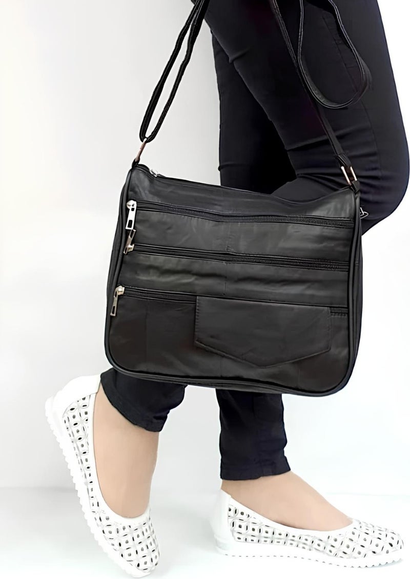 Erzeno Leather Multi-compartment Women's Crossbody Shoulder Bag  - Image 3
