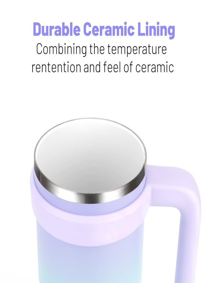 Zukro Ceramic Interior Coating Insulated Tumbler with Handle, No Metallic Aftertaste, 20 oz Vacuum Stainless Steel Double-walled Coffee Cup with Lid and Straw, BPA Free and Dishwasher Safe - Image 2
