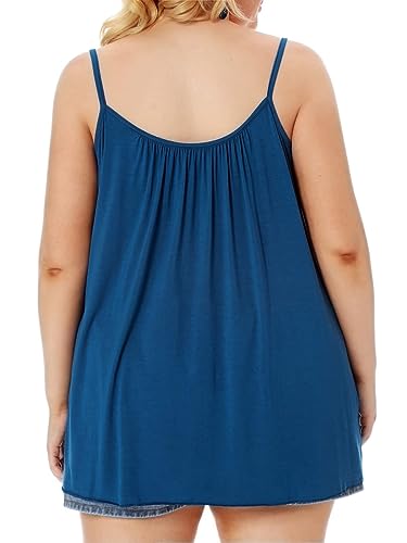 7th Element Plus Size Tank Tops for Womens Camisoles Cami Loose Fit Sleeveless Summer Dressy Shirts Blouse 2025 Summer(Navy Blue,3X) - Image 3