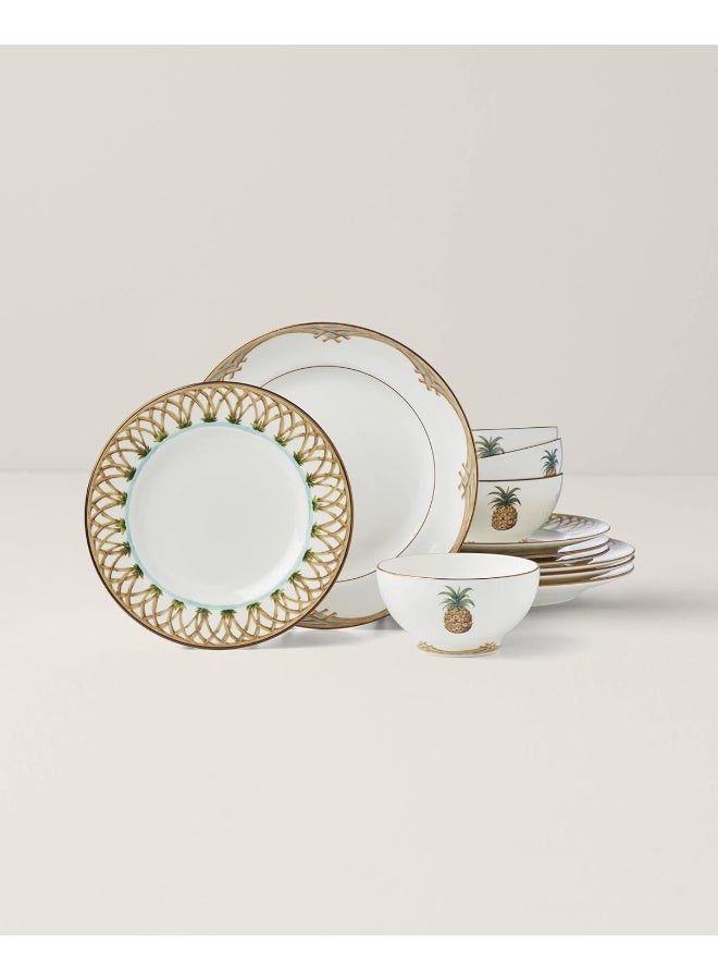 LENOX طقم أدوات مائدة من الخيزران البريطاني الاستعماري 12 قطعة بني - Image 3