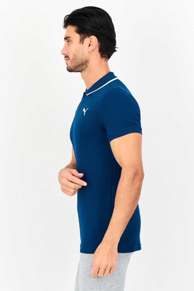 PUMA تي شيرت بولو رياضي للرجال بأكمام قصيرة، أزرق داكن - Image 4
