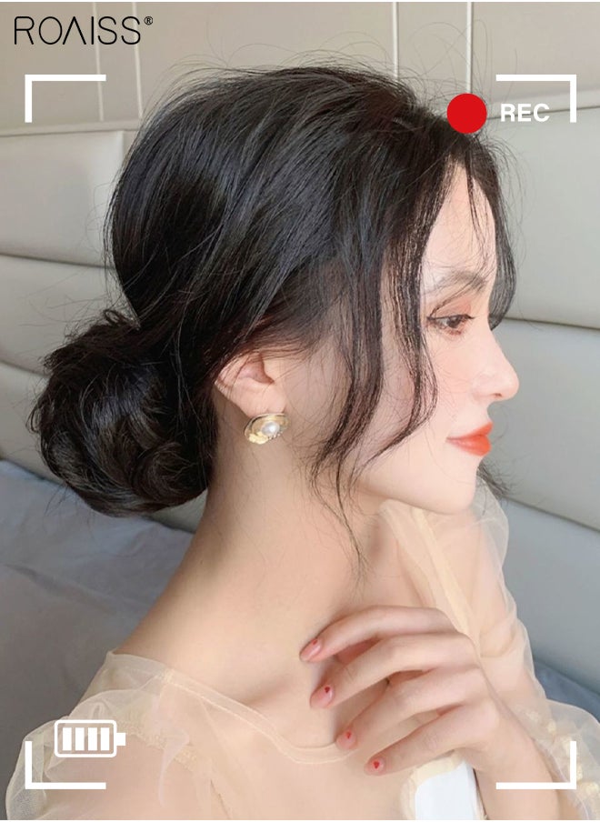 roaiss - Straight Human Hair Bun Real Updo Hairpieces Stretchy Scrunchies Elegant Chignon with Elastic Rubber Band Hair Accessory for Women 1PC Natural Black - Image 1