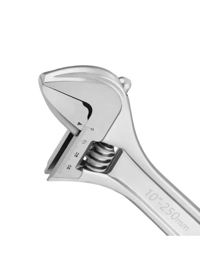 Ronix 10" Chrome Adjustable Wrench RH-2432, Cr-V Steel 31mm Opening, Precision Jaw Adjustment, German Manufacturing #Ronix RH-2432 - Image 1