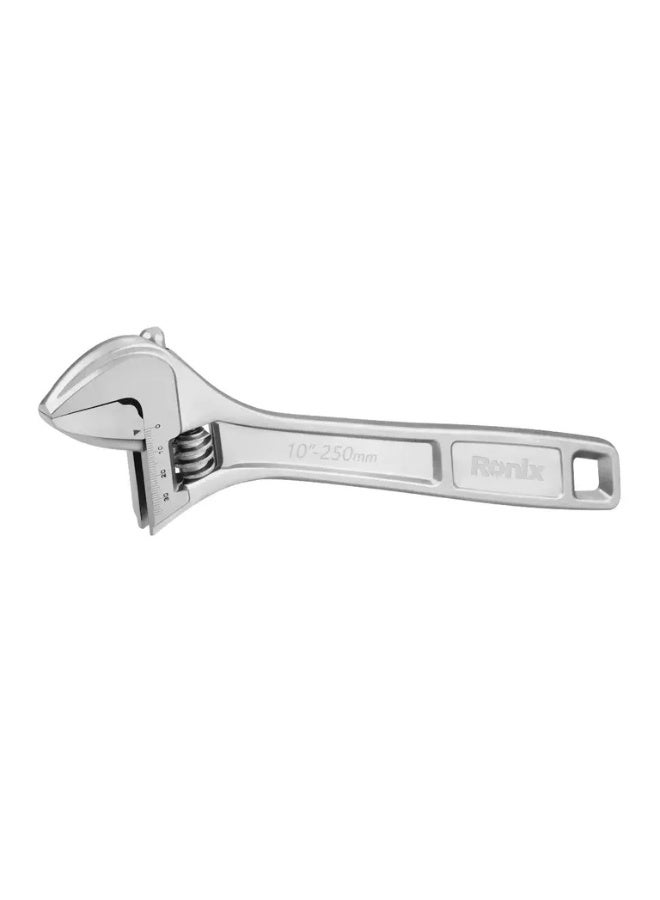 Ronix 10" Chrome Adjustable Wrench RH-2432, Cr-V Steel 31mm Opening, Precision Jaw Adjustment, German Manufacturing #Ronix RH-2432 - Image 3