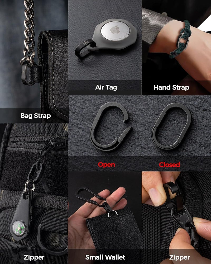 FEGVE Key Ring, Titanium Side Pushing Key Rings Keychain Rings Small Split Keyrings for Men, Black, mini - Image 5
