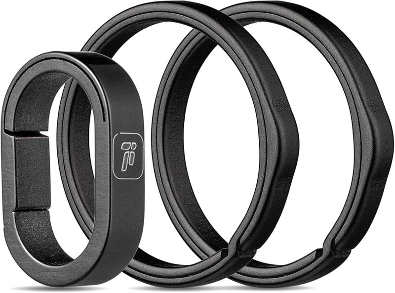 FEGVE Key Ring, Titanium Side Pushing Key Rings Keychain Rings Small Split Keyrings for Men, Black, mini - Image 1