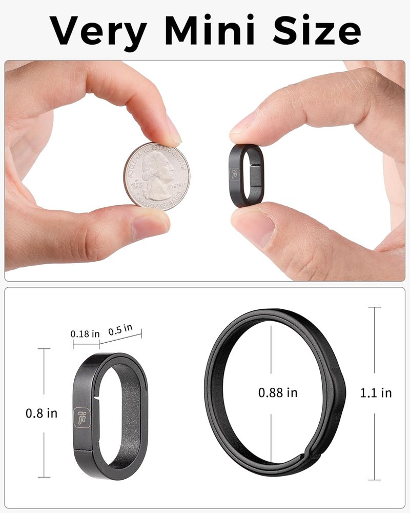 FEGVE Key Ring, Titanium Side Pushing Key Rings Keychain Rings Small Split Keyrings for Men, Black, mini - Image 2