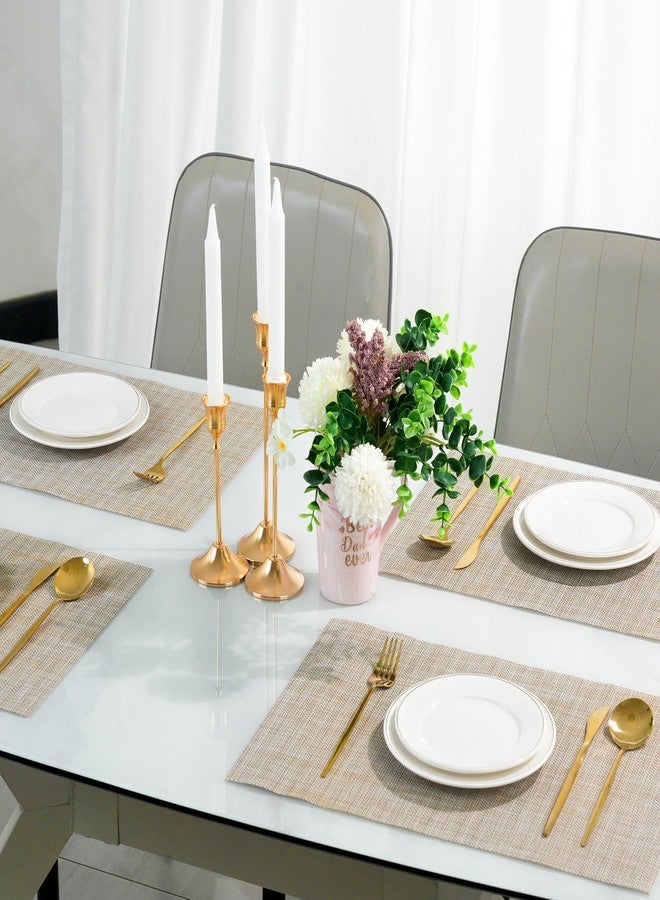 flohar Placemats Set of 6，Non-Slip PVC Weave Table Mats Easy to Clean，Heat Resistant Place Mats for Kitchen Dining Table Decoration Indoor Outdoor，Beige - Image 5