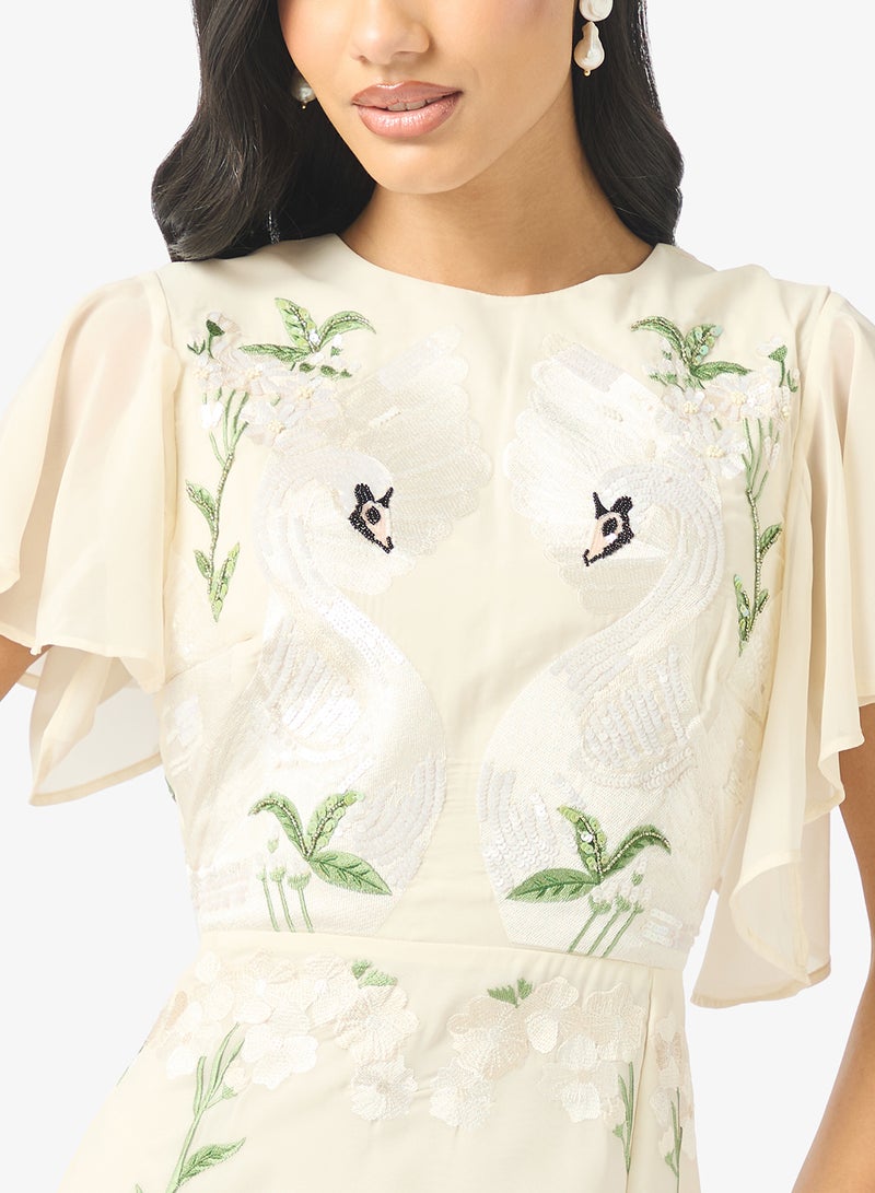 Hope & Ivy Embellished Front Slit Flared Sleeve Maxi Dress - Image 3