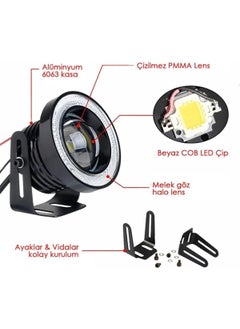 Eraks Lens Angel LED Ring Fog Headlight Body Waterproof Angel White 76 mm  - Image 1