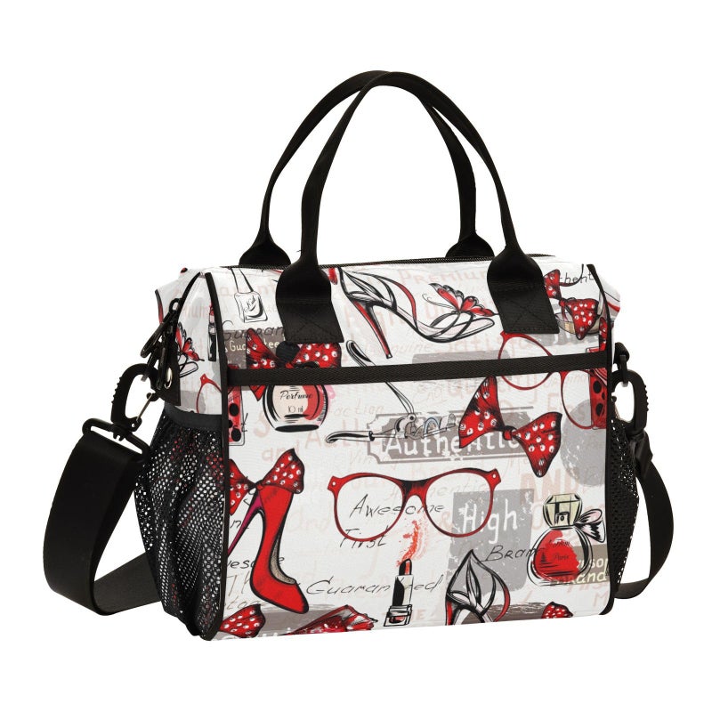 BOENLE High Heels Glasses Bags Lipstick Perfumes Lunch Bag Insulated Cooler Bag Tote Reusable Lunch Box for Women Men Adult Adjustable Shoulder Strap Leakproof for Work Picnic - Image 1