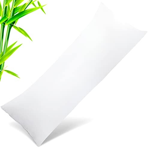 TELUS Body Cooling Pillow Cases Cover, Bamboo Rayon White Body Pillowcases with Zipper Closure, Cool and Breathable Pillow Case for Hot Sleepers and Night Sweats, 20x54 inches - Image 1