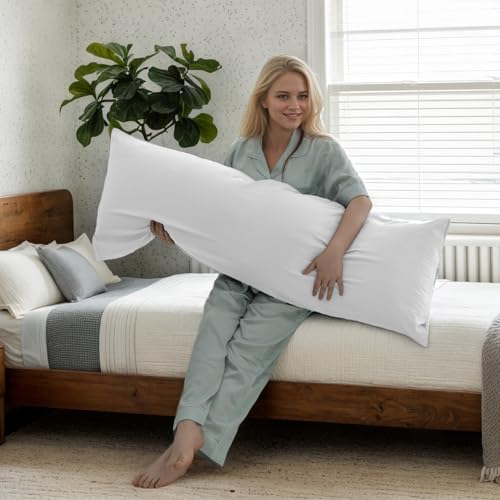 TELUS Body Cooling Pillow Cases Cover, Bamboo Rayon White Body Pillowcases with Zipper Closure, Cool and Breathable Pillow Case for Hot Sleepers and Night Sweats, 20x54 inches - Image 2