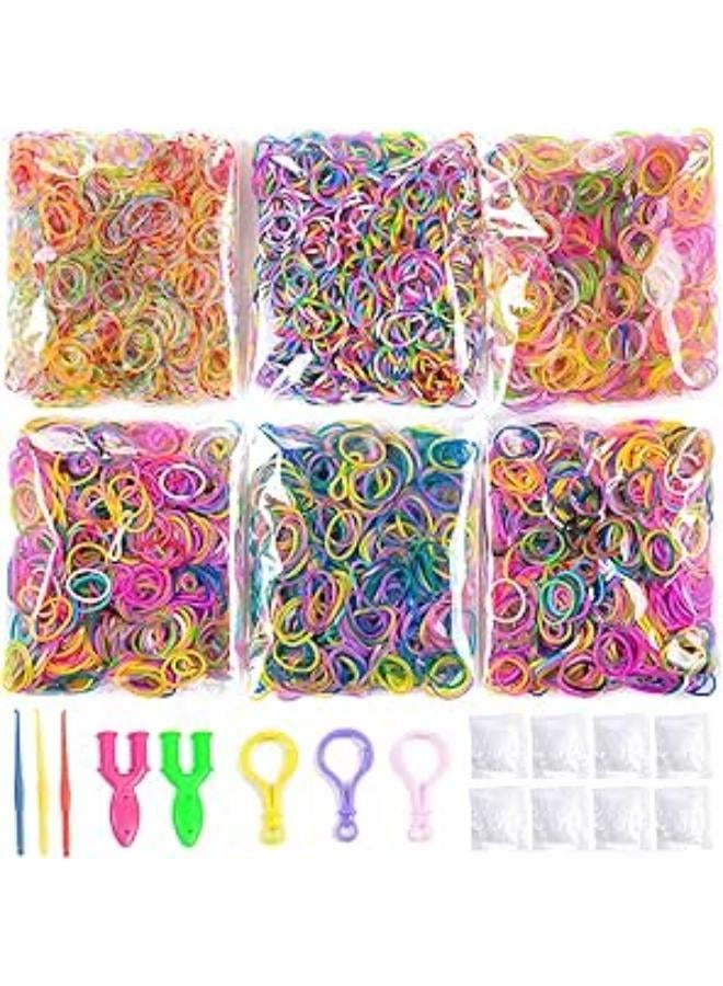 3700+ Loom Rubber Bands Refill Kit Rubber Bands for Bracelet Making Set with 3600 Mixed Color Bands ,S-Clips ,Crochet Hooks, Backpack Hooks, Y loom for Party,X-mas Birthday Gift 