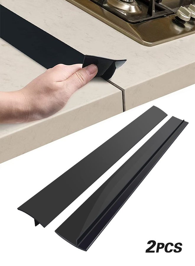 Sweet Life Silicone Stove Counter Gap Cover, 21 Inches (for 0.2-1 inch Gap) Extra Long Kitchen Range Gap Filler, Heavy 10 oz, Cut to any size (Set of 2, Black) - Image 1