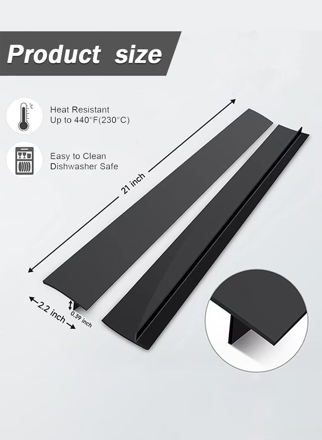 Sweet Life Silicone Stove Counter Gap Cover, 21 Inches (for 0.2-1 inch Gap) Extra Long Kitchen Range Gap Filler, Heavy 10 oz, Cut to any size (Set of 2, Black) - Image 2