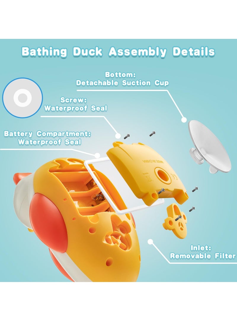 Excefore - Bathtub Toys for Kids, Multifunctional Toddlers Shower Sprayer, Yellow Duck Bath Toys with 3 Bath Ducks & 4 Toddlers Shower Sprayer, Water Toys Shower Head - Image 1
