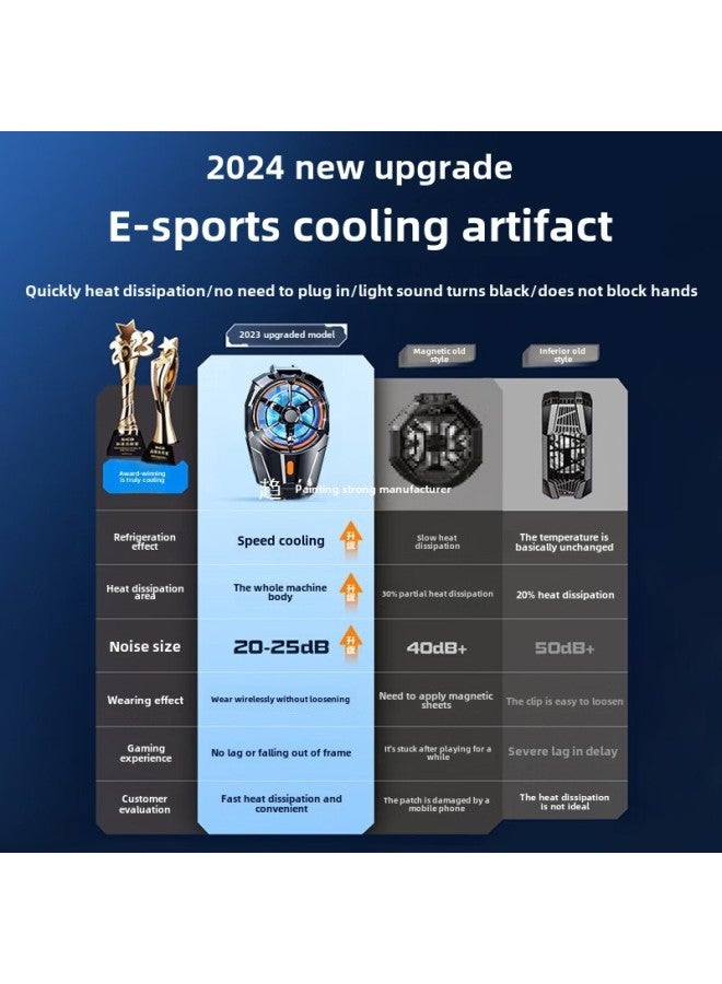 [No Plug-in Cable] Air-cooled Mobile Phone Radiator Is Suitable For Millet Black Shark Charging Back Clip For Apple For iphone Hua-Color:[ice God Pro Wireless Model❄Refrigeration Ceiling】+fast Charging Head∣three-speed Adjustment∣tec Semiconductor Refrigeration∣knight Black  - Image 2