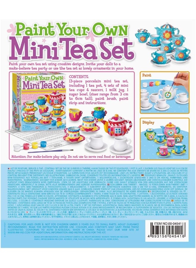 4m طقم شاي 4M - مجموعة رسم وطلاء طقم شاي سيراميك مصغر للأطفال من عمر 8 سنوات فما فوق | تشمل أكواب، صحون، إبريق شاي، جرة حليب، وعاء سكر، ألوان وفرشاة | حرفة إبداعية ولعب | النموذج 00-04541 - Image 2
