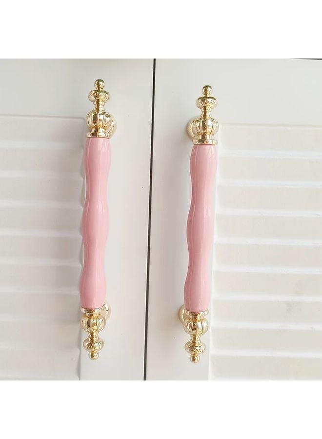 Pink Pearlescent Powder Drawer Pulls Pitch 128mm Vintage European Style Handles - Image 4