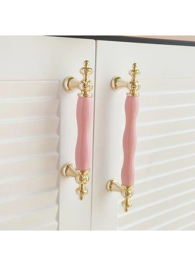Pink Pearlescent Powder Drawer Pulls Pitch 128mm Vintage European Style Handles - Image 3