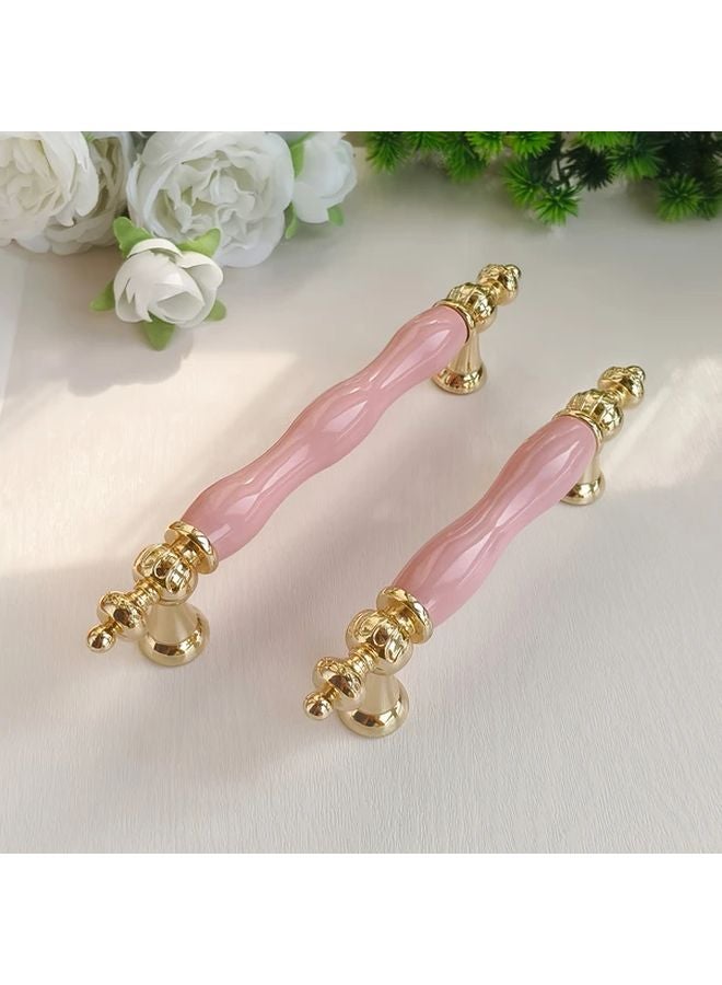 Pink Pearlescent Powder Drawer Pulls Pitch 128mm Vintage European Style Handles - Image 2