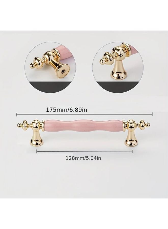Pink Pearlescent Powder Drawer Pulls Pitch 128mm Vintage European Style Handles - Image 1