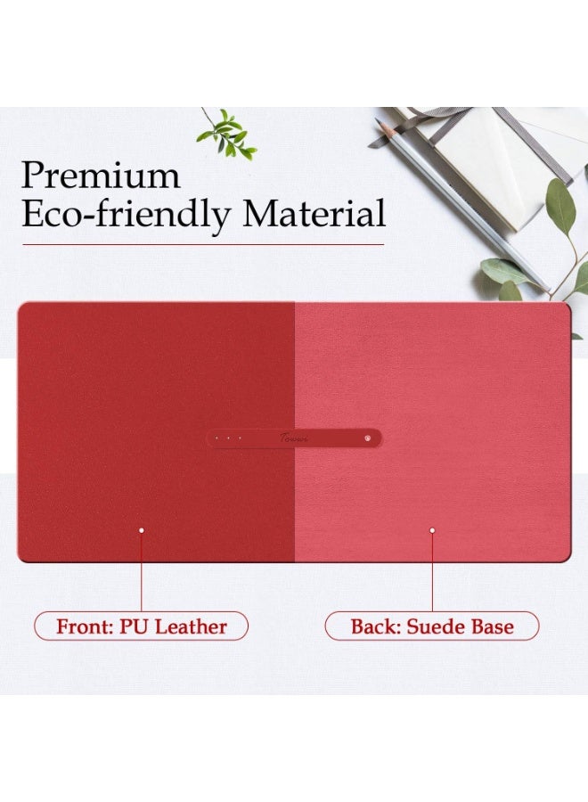 Towwi Desk Pad 90×43cm Waterproof Leather Desk Mat – Large Smooth Surface Mouse & Keyboard Pad (Red) - Image 5