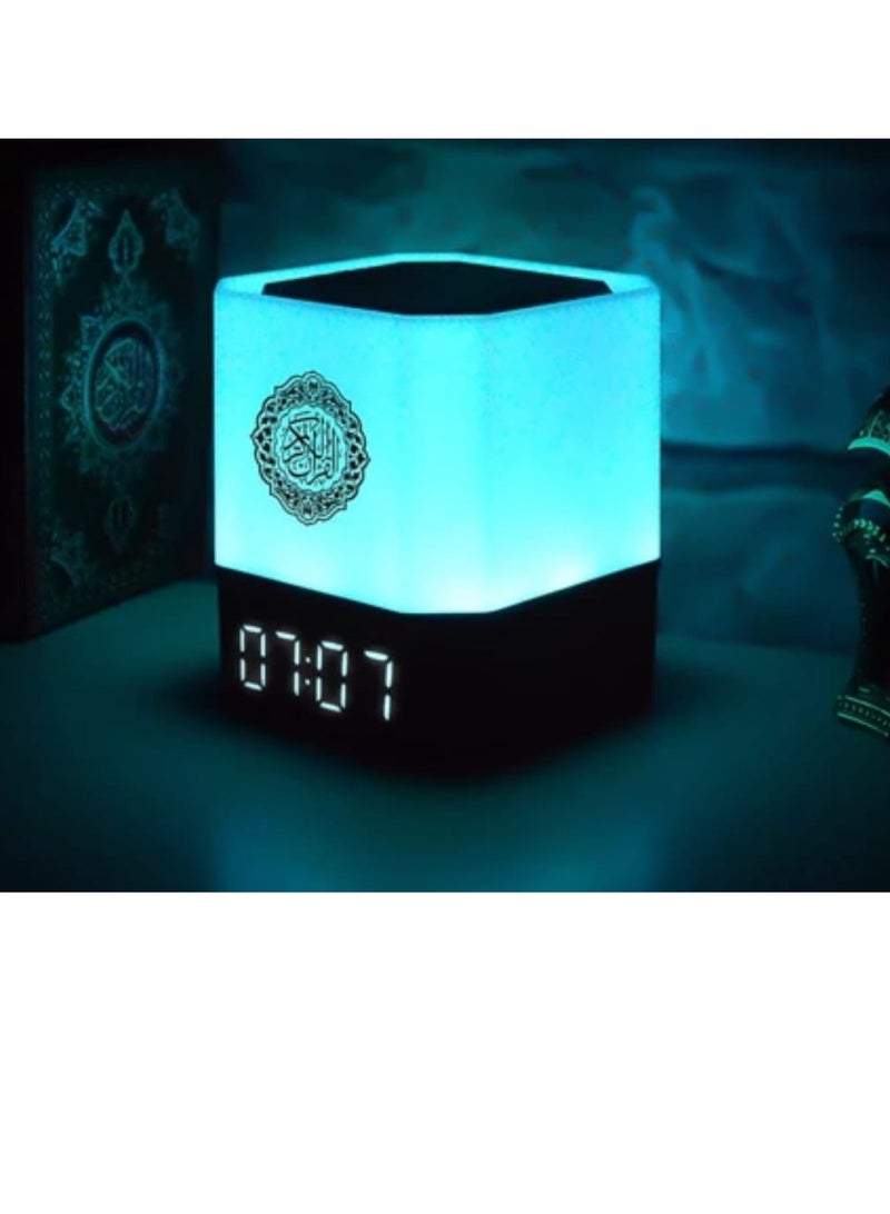 Equantu QB303 Cube Shape Holy Quran Speaker with Azan Clock and Touch Lamp - Image 2