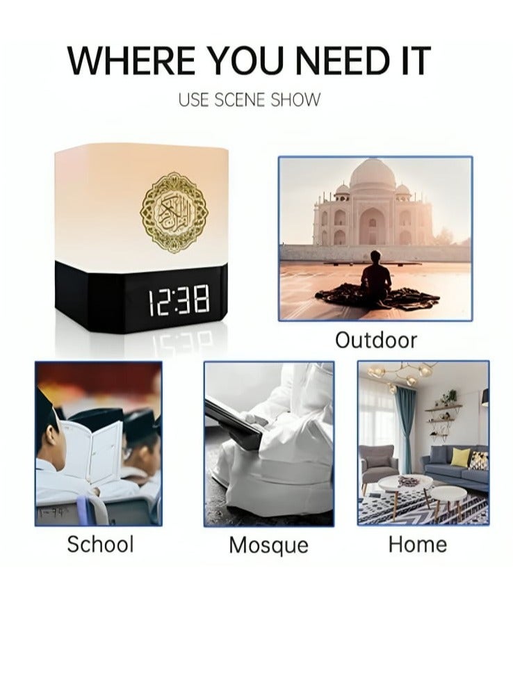 Equantu QB303 Cube Shape Holy Quran Speaker with Azan Clock and Touch Lamp - Image 4