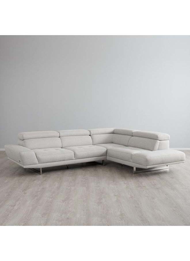 الهوم كنب كتان بيضاء أنيقة على شكل حرف L - موديل 230x135x45x85 سم - خشب سويدي من الهوم 