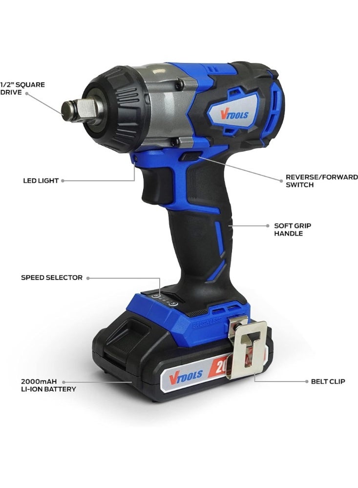 في تولز دريل كفرات بطارية 1/2" Vtools 20v - Image 5