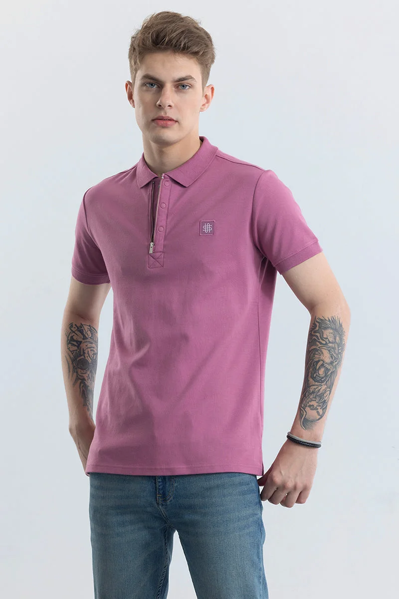 SNITCH Magenta Plain Polo T-Shirt