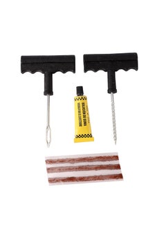 LAWAZIM Tire Repair Tools -6 Piece-Rubber Plug Quick Drying Rubber Cement Sealant Tire Plug Insertion Tool Reamer- Flat Wheels Emergency Puncture Repair Maintenance on Bike Vehicle Automotive Roadside  - Image 1
